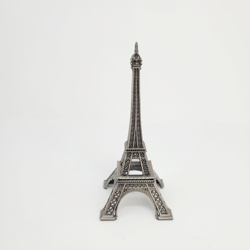 Eiffel Tower Paris Souvenir Metal Figurine 7.25in Travel Decor Silver Tone Good